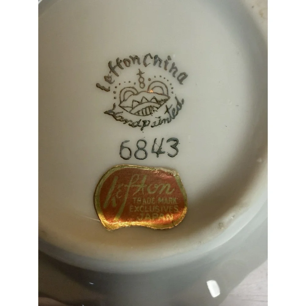 Vintage Lefton China Hand Painted Flowers #6843 Petite Pitcher & Wash Bowl